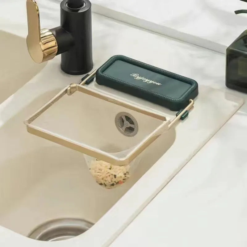 Foldable Sink Draining Rack With Filter Net