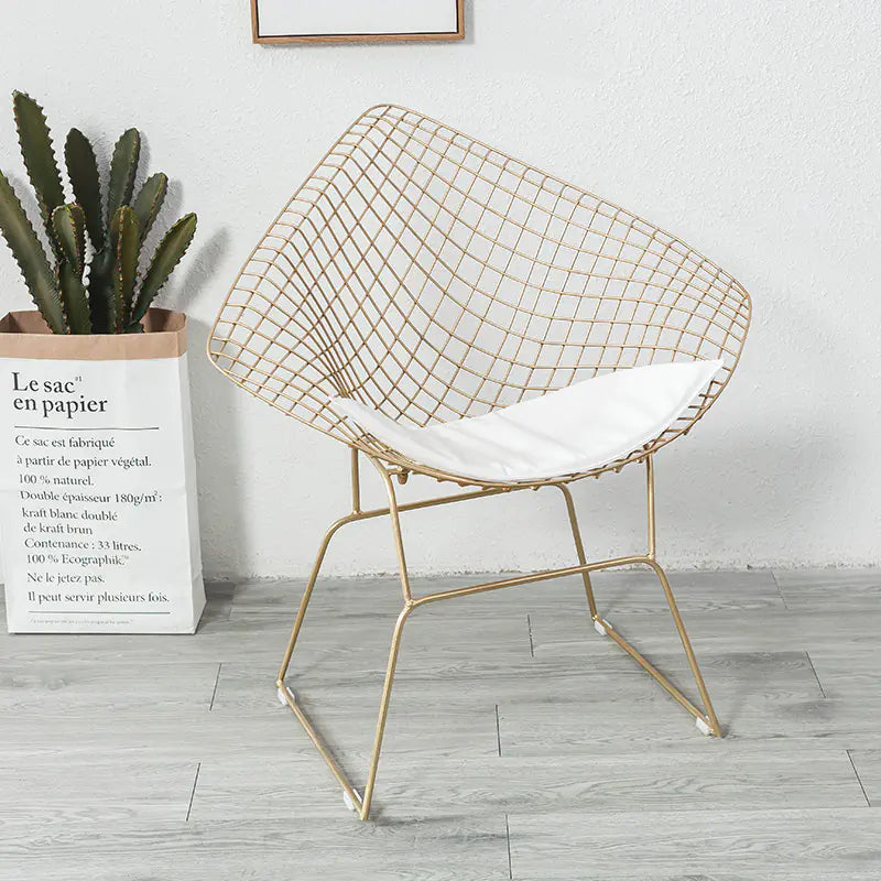 Nordic Style Iron Stool with Backrest in Gold