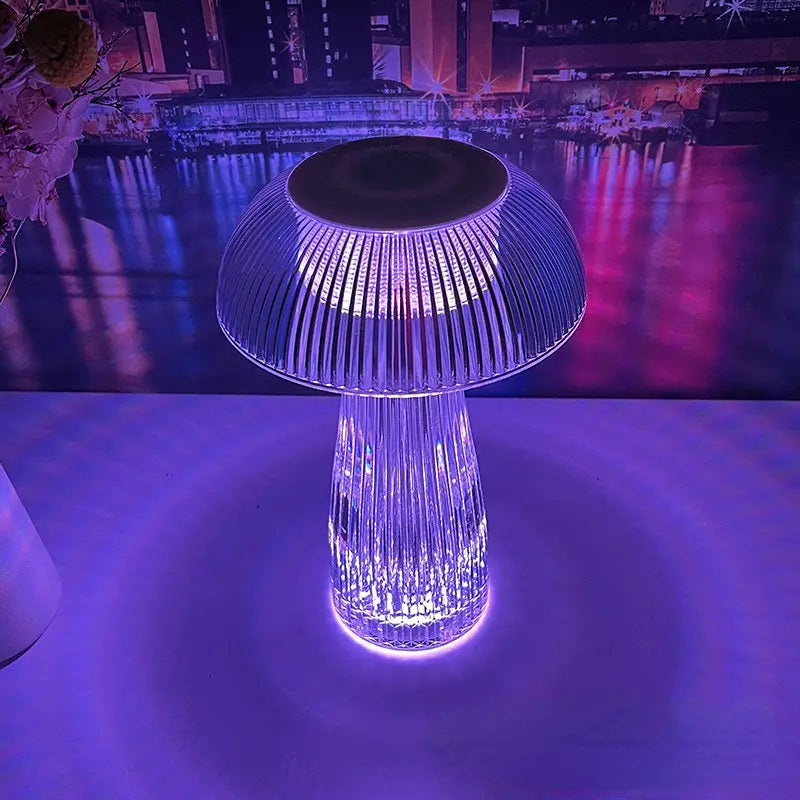 Lampe de Table Cristal Champignon - Lumière Colorée Tactile