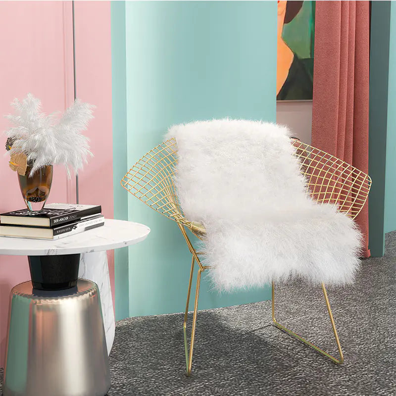 Nordic Style Iron Stool with Backrest in Gold