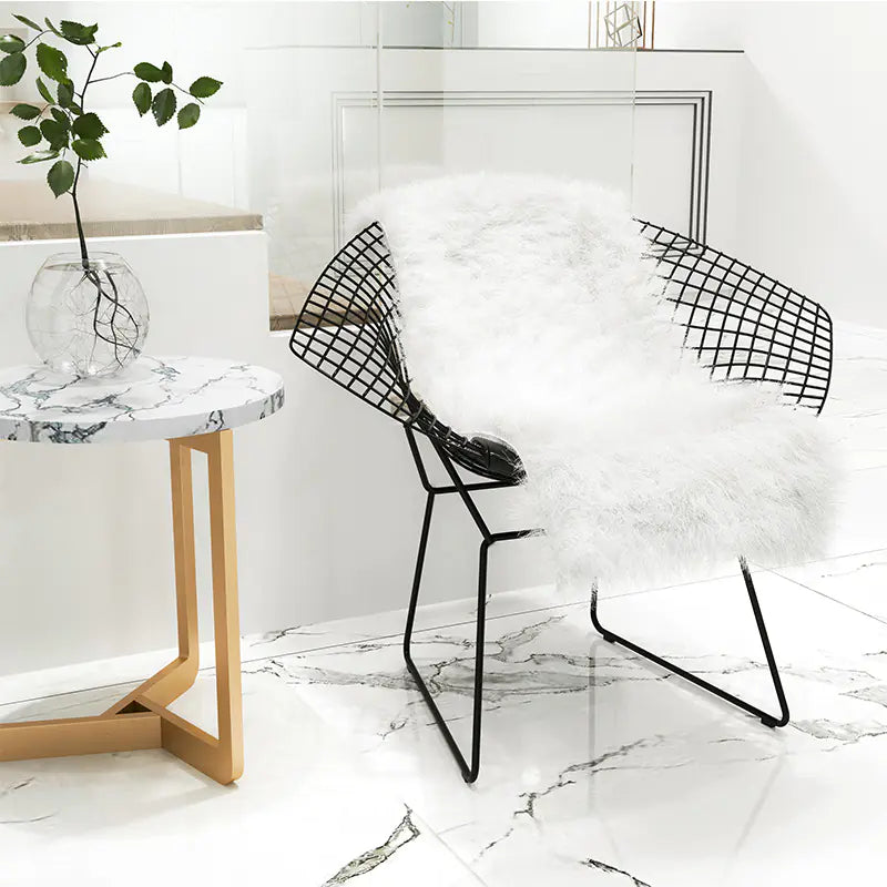 Nordic Style Iron Stool with Backrest in Gold