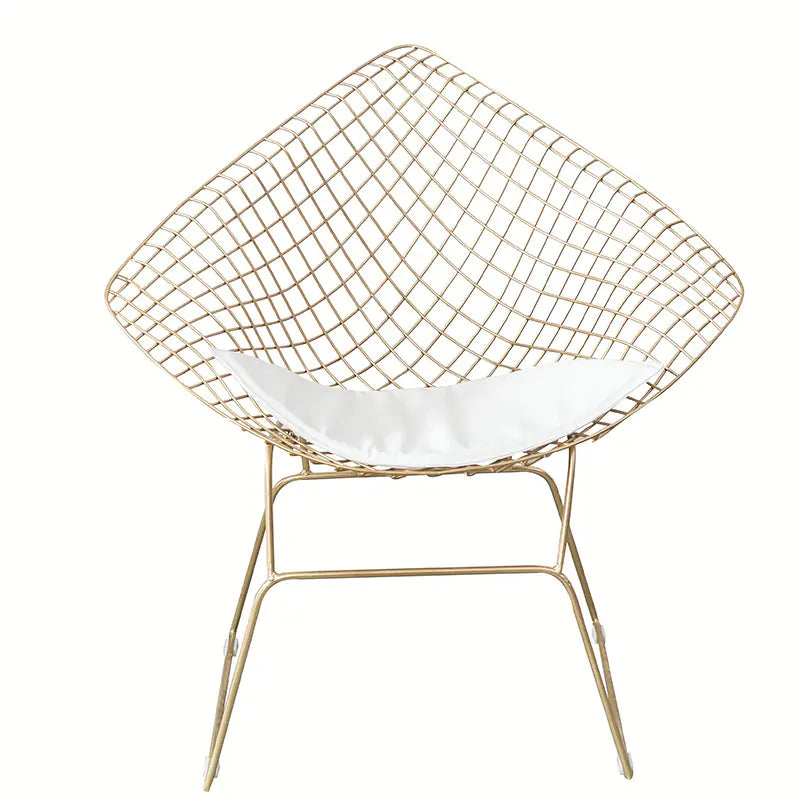 Nordic Style Iron Stool with Backrest in Gold