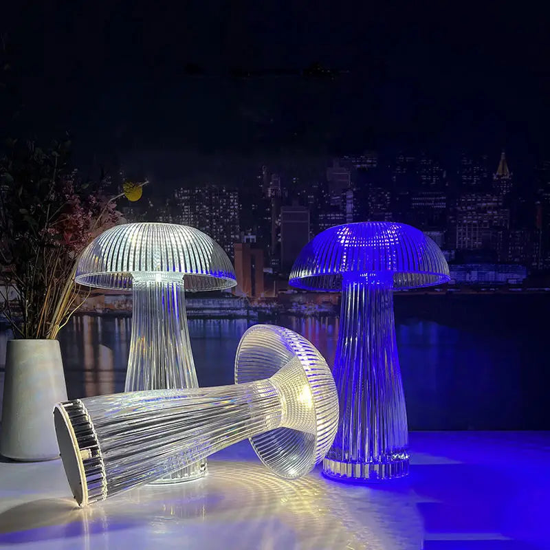 Lampe de Table Cristal Champignon - Lumière Colorée Tactile