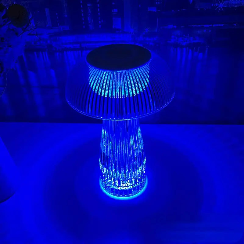 Lampe de Table Cristal Champignon - Lumière Colorée Tactile